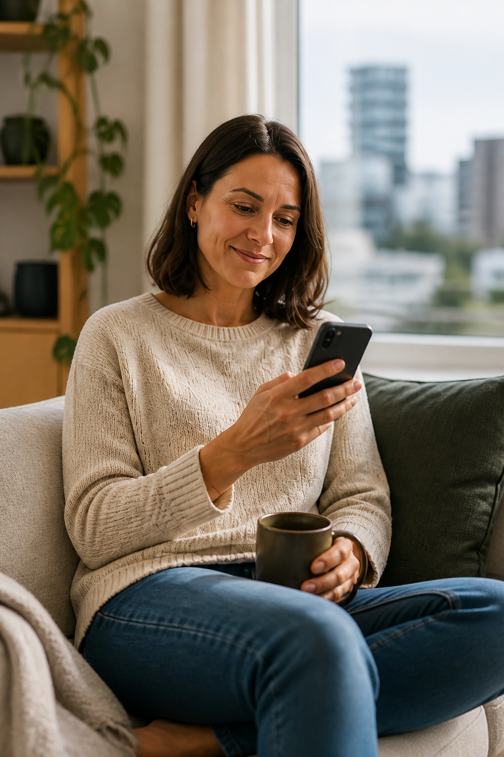 A family member receiving an update by phone